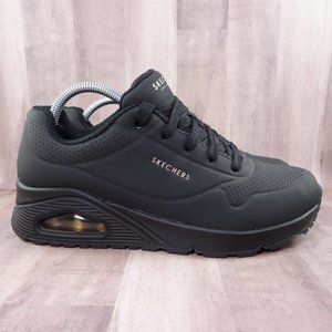 Skechers Wedge Sneakers Womens 7.5 Uno Stand On Air Black Comfort Fashion Shoes